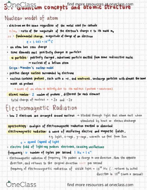 CHEM 1A Lecture Notes - Lecture 3: Subatomic Particle, Elementary Charge, Atomic Nucleus thumbnail