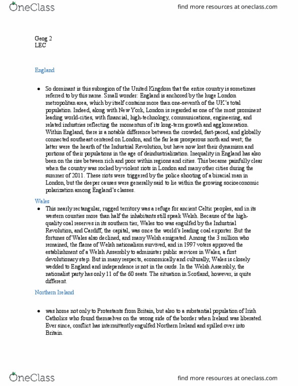 GEOG 002 Lecture Notes - Lecture 8: Welsh Nationalism, Deindustrialization, High Tech thumbnail