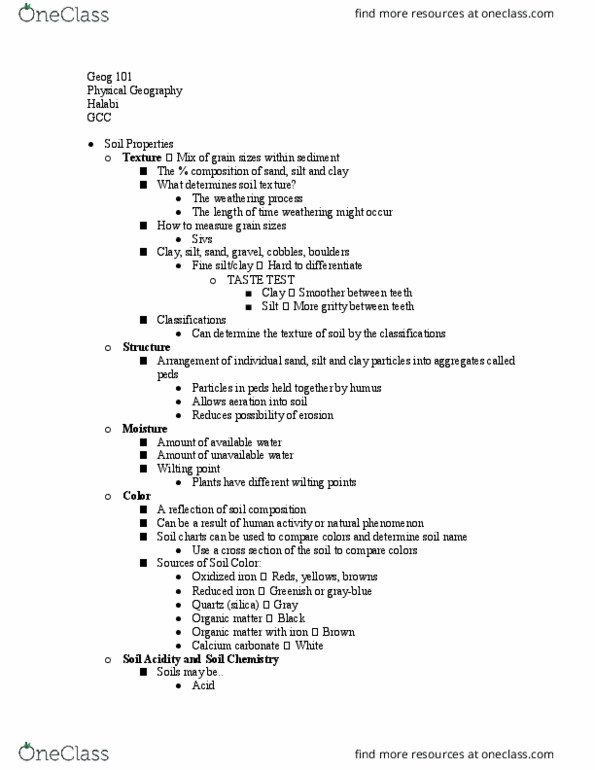 GEOG 101 Lecture Notes - Lecture 26: Humus, Montmorillonite, Aeration thumbnail