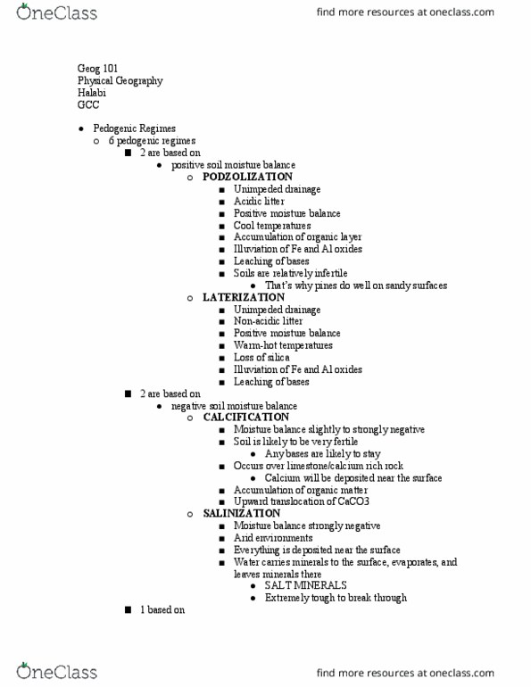 GEOG 101 Lecture Notes - Lecture 28: Pedogenesis thumbnail