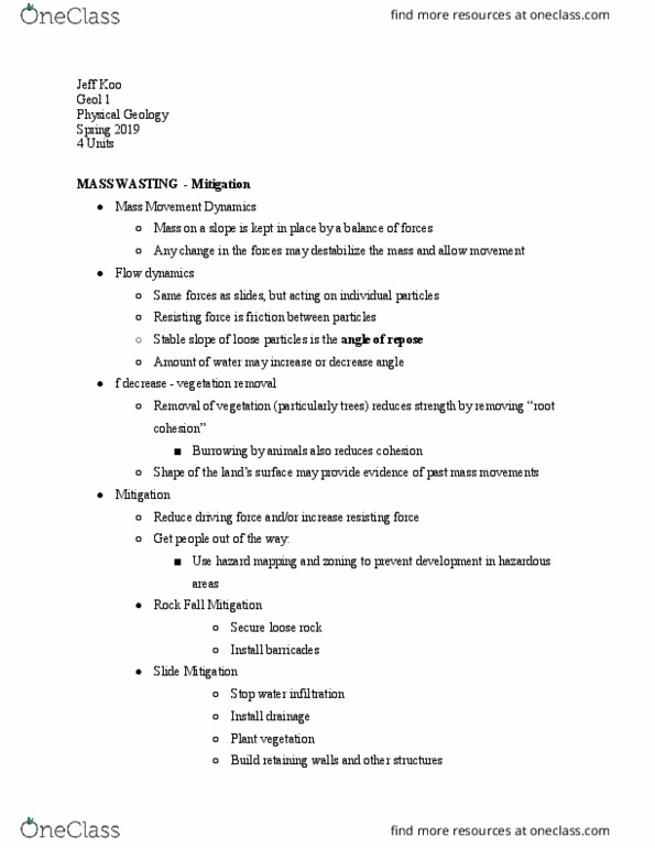 GEOL 1 Lecture Notes - Lecture 26: Mass Wasting, La Conchita, California thumbnail