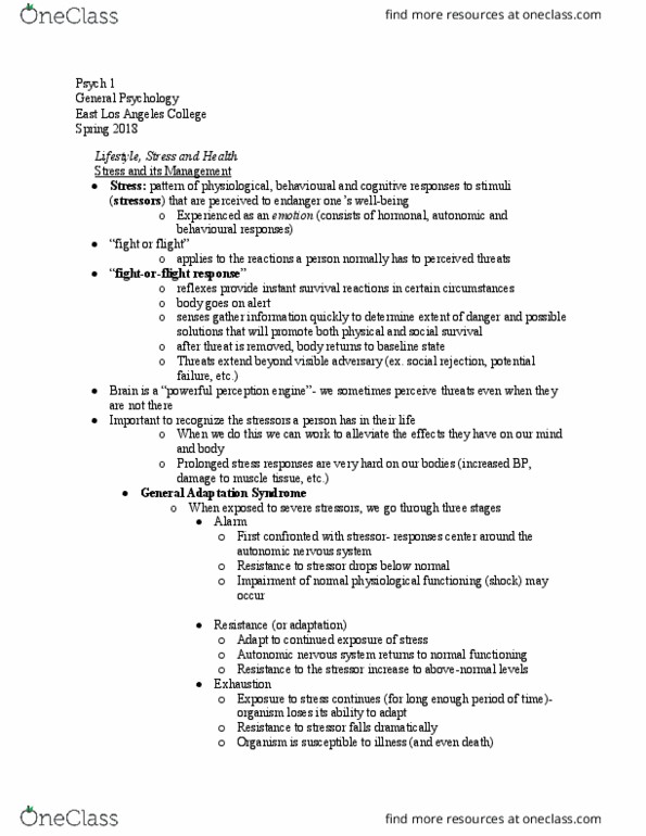 PSYCH 1 Lecture Notes - Lecture 7: Organism, Coronary Artery Disease, Social Rejection thumbnail