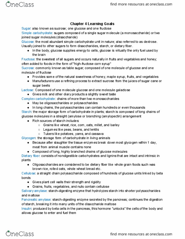 BIOL 233 Lecture Notes - Lecture 4: Oligosaccharide, Rolled Oats, Amylose thumbnail