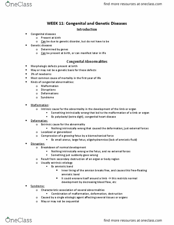 Pathology 3500 Lecture Notes - Lecture 10: Advanced Maternal Age, Acne Vulgaris, Microcephaly thumbnail
