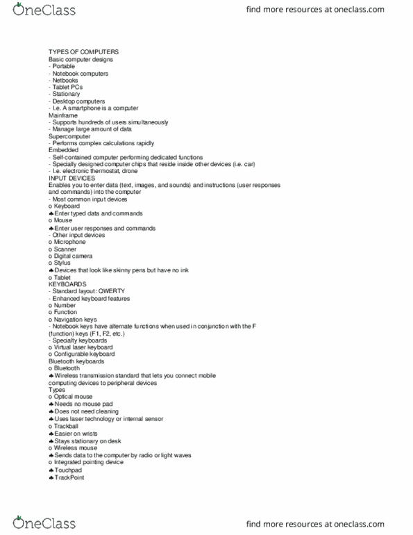 BTM 200 Lecture Notes - Lecture 2: Pointing Stick, Ibm Pc Keyboard, Supercomputer thumbnail
