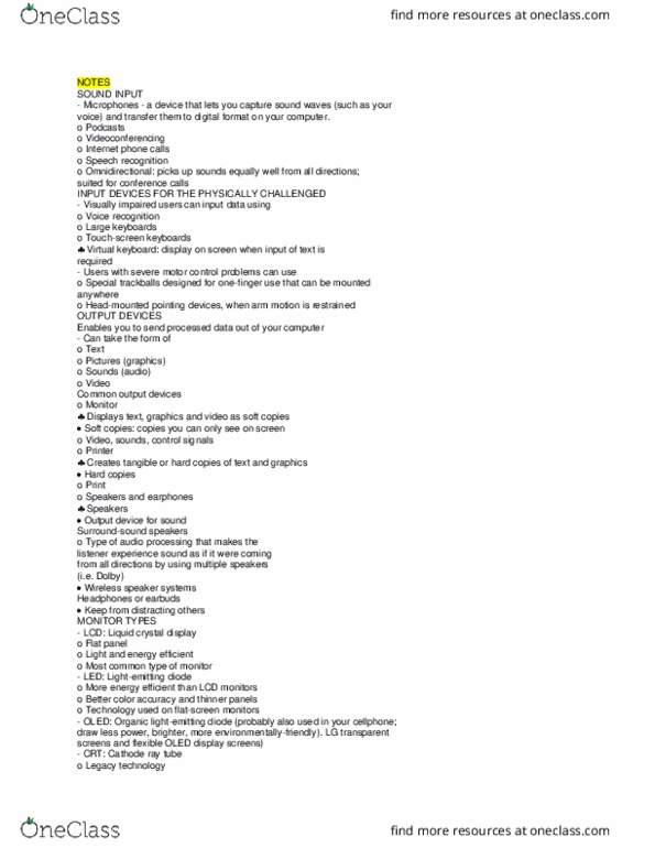 BTM 200 Lecture Notes - Lecture 2: Liquid-Crystal Display, Cathode Ray Tube, Wireless Speaker thumbnail