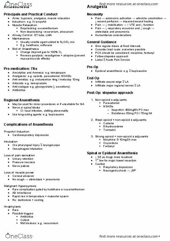 HTHSCI 2F03 Lecture Notes - Lecture 9: Epidural Administration, Suxamethonium Chloride, Corneal Abrasion thumbnail