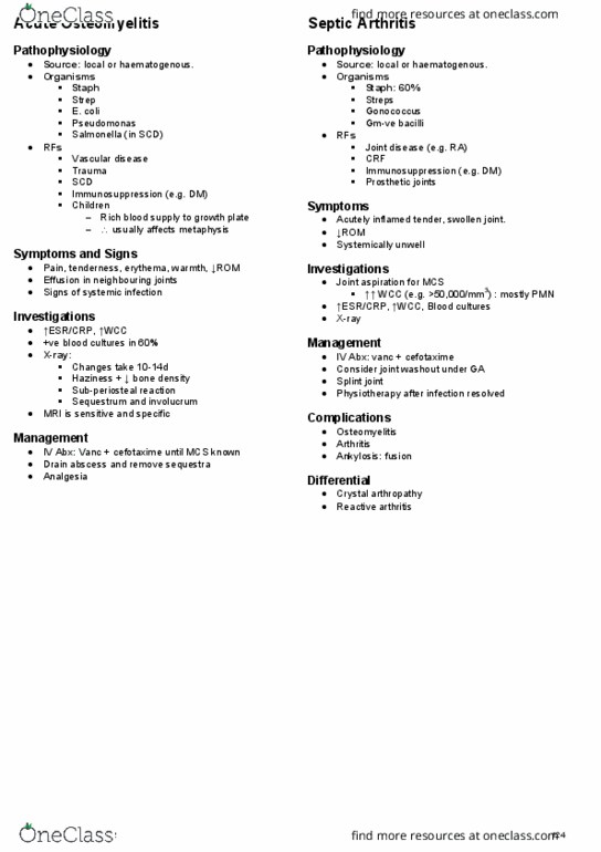 HTHSCI 2F03 Lecture Notes - Lecture 5: Brachial Artery, Cefotaxime, Reactive Arthritis thumbnail