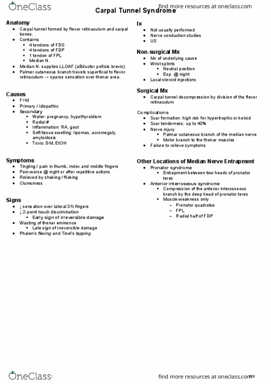 HTHSCI 2F03 Lecture Notes - Lecture 7: Anterior Interosseous Nerve, Nerve Conduction Study, Pronator Teres Muscle thumbnail