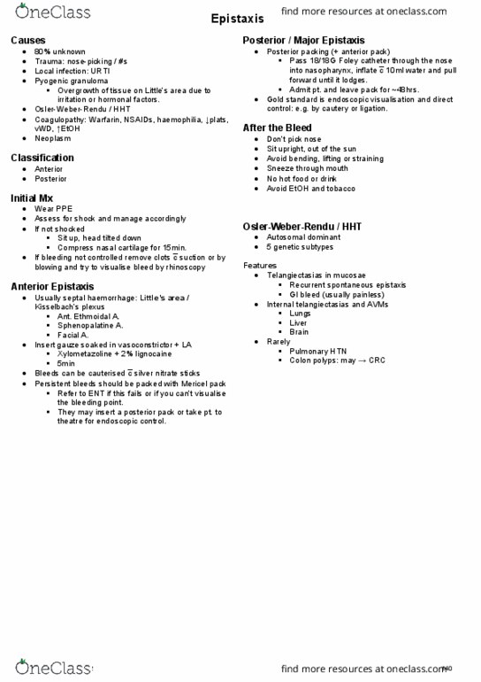 HTHSCI 2F03 Lecture Notes - Lecture 12: Pyogenic Granuloma, Foley Catheter, Nosebleed thumbnail
