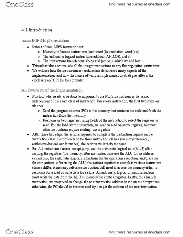 ESE 345 Chapter Notes - Chapter 4: Instruction Set, Clock Rate, Memory Address thumbnail