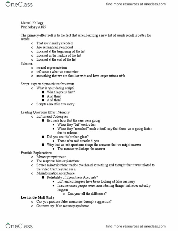 Psychology A185 Lecture Notes - Lecture 21: Response Bias thumbnail