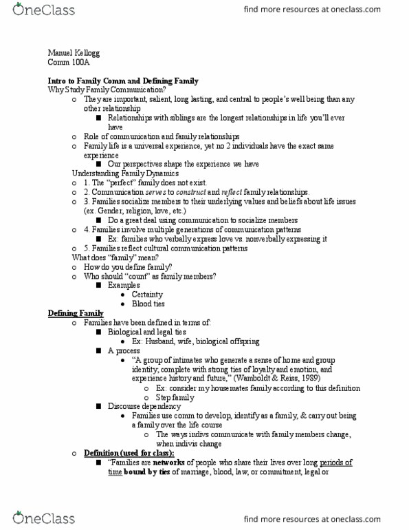 Communication Studies A100 Lecture Notes - Lecture 22: Stepfamily thumbnail