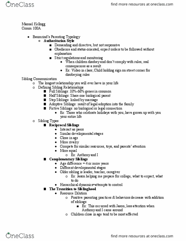 Communication Studies A100 Lecture Notes - Lecture 30: Social Capital, Parenting, Social Learning Theory thumbnail