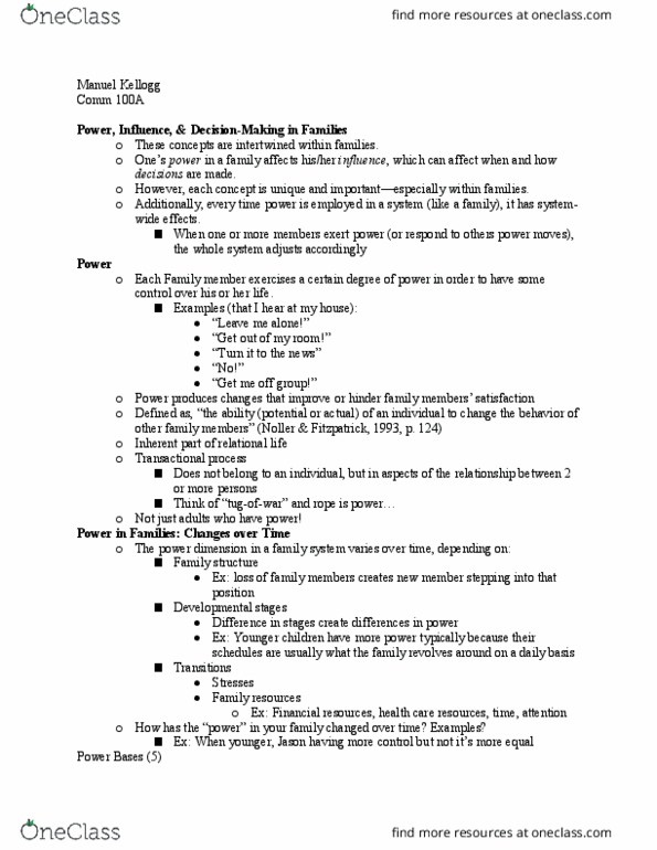 Communication Studies A100 Lecture Notes - Lecture 31: Family Values thumbnail