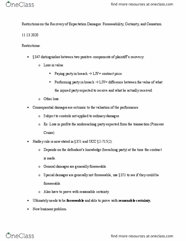 LAWS 4175 Lecture Notes - Lecture 16: United Nations Convention On Contracts For The International Sale Of Goods, Consequential Damages, Collateral Contract thumbnail