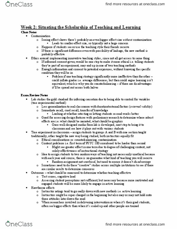 PSYC 400 Lecture Notes - Lecture 2: Experiment, Cognitive Load thumbnail