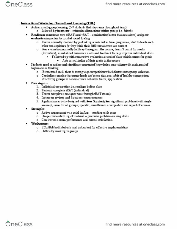 PSYC 400 Lecture Notes - Lecture 6: Social Loafing, Summative Assessment thumbnail