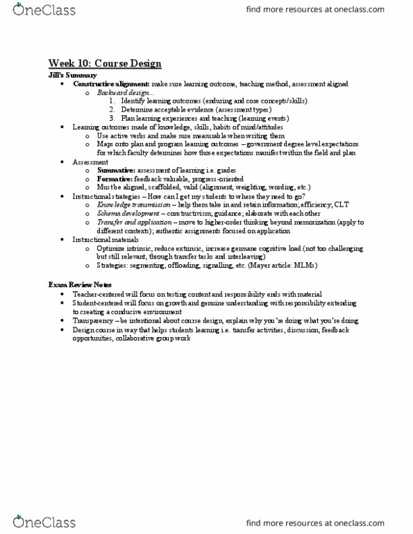 PSYC 400 Lecture Notes - Lecture 10: Cognitive Load thumbnail