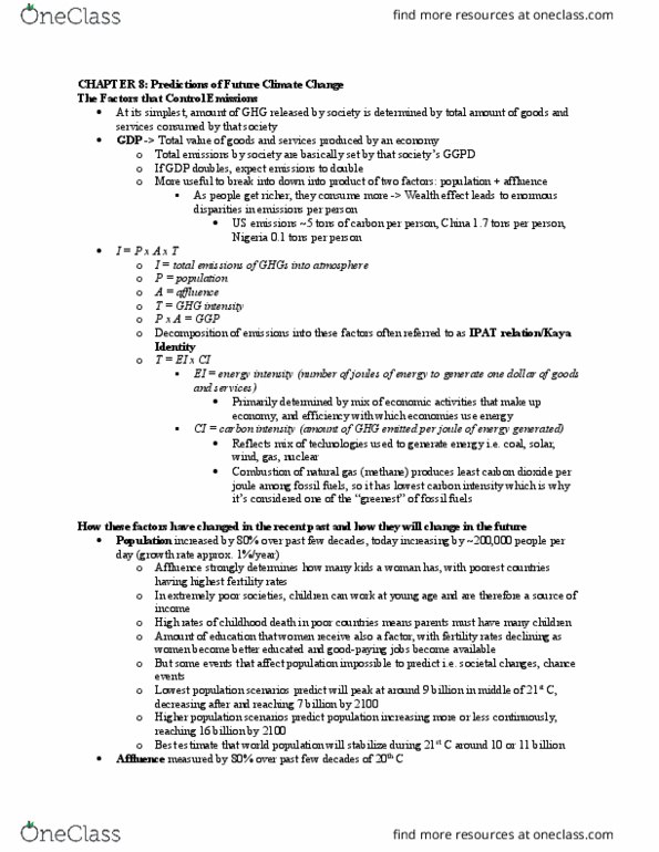 GPHY 314 Chapter Notes - Chapter 8: Radiative Forcing, Emission Intensity, Energy Intensity thumbnail