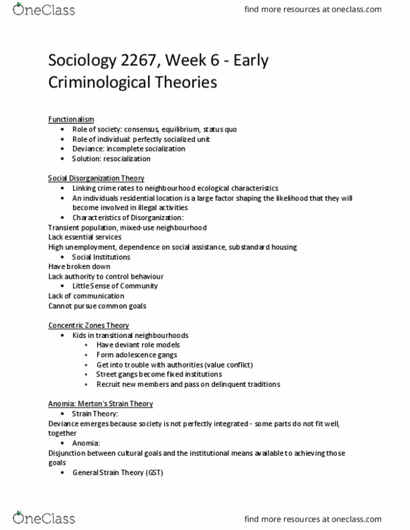 Sociology 2267A/B Lecture Notes - Lecture 6: Social Disorganization Theory, Reaction Formation, Ritualism In The Church Of England thumbnail