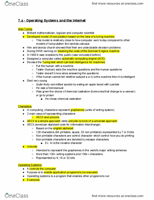 COMPSCI 1JC3 Lecture Notes - Lecture 7: Turing Test, Turing Machine, Chemical Castration thumbnail