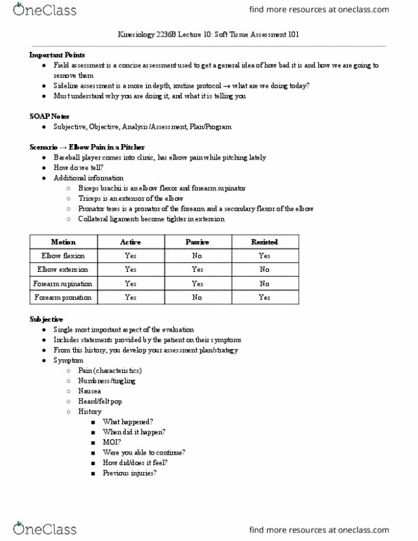 Kinesiology 2236A/B Lecture Notes - Lecture 10: Sprain, Differential Diagnosis, General Idea thumbnail