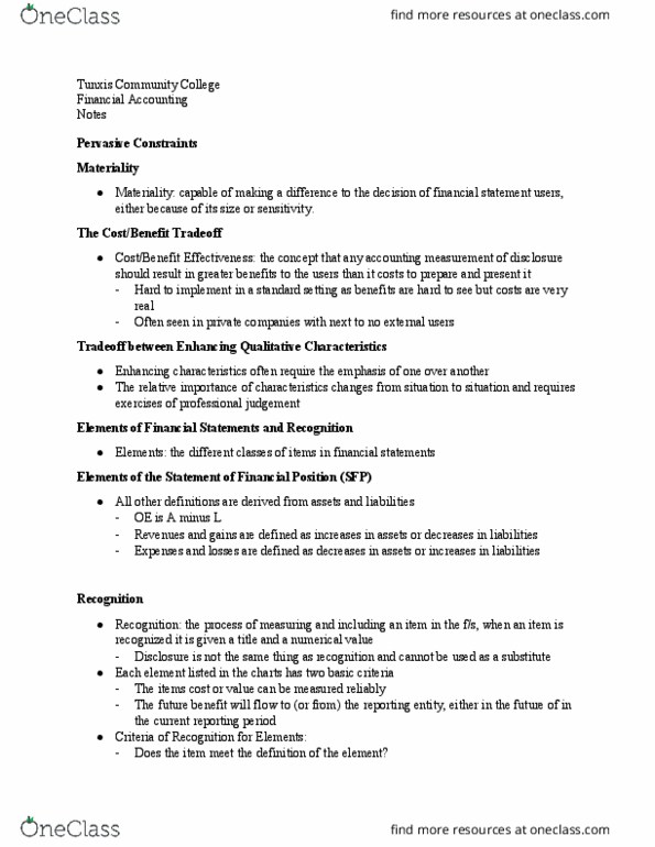 ACC 113 Lecture Notes - Lecture 14: Tunxis Community College, Financial Statement, Executory Contract thumbnail