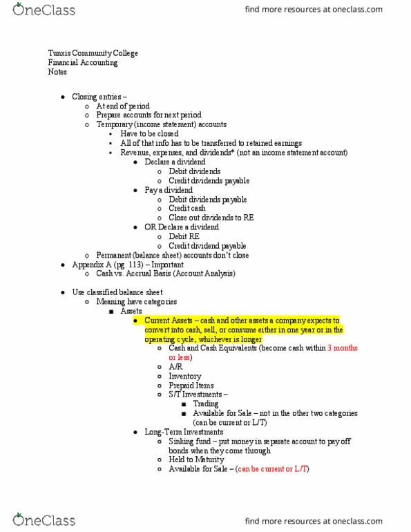 ACC 113 Lecture Notes - Lecture 23: Tunxis Community College, Sinking Fund, Retained Earnings thumbnail