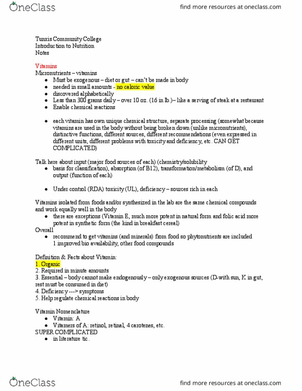 BIO 111 Lecture Notes - Lecture 11: Tunxis Community College, Phytochemical, Retinol thumbnail