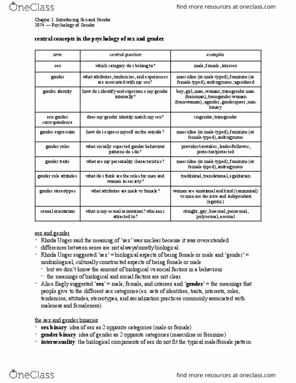 Psychology 2074A/B Lecture Notes - Intersectionality, Trans Woman, Alex Macfarlane thumbnail