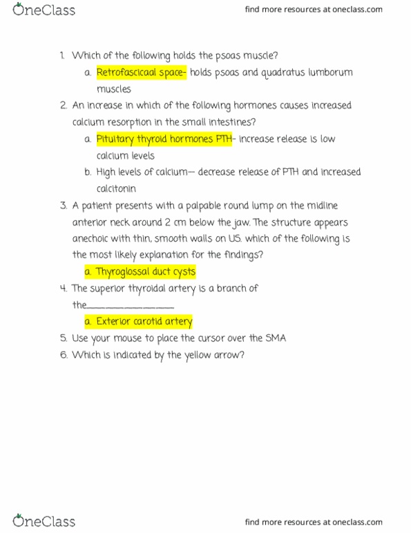 RIU 430 Lecture Notes - Lecture 9: Quadratus Lumborum Muscle, Thyroglossal Duct, Psoas Major Muscle thumbnail