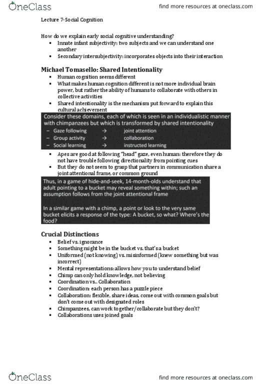 PSYC3016 Lecture Notes - Lecture 7: Intersubjectivity, Eye Tracking, Michael Tomasello thumbnail