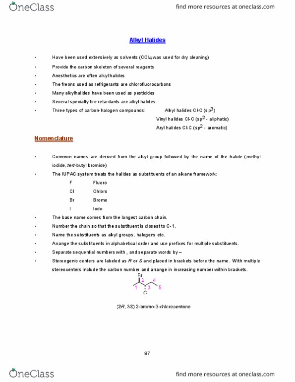 CHEM 241 Lecture Notes - Lecture 6: Methyl Iodide, Substituent, Stereocenter thumbnail