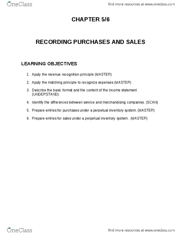 ACC 100 Lecture Notes - Perpetual Inventory, Matching Principle, Income Statement thumbnail