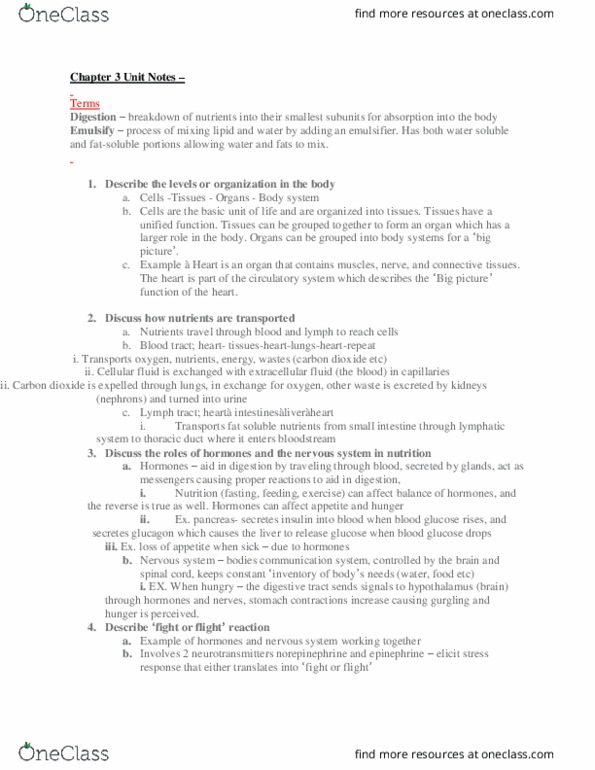 HNSC 1210 Lecture Notes - Lecture 3: Blood Sugar, Chyme, Peristalsis thumbnail