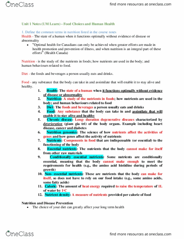 HNSC 1210 Lecture Notes - Lecture 1: Nutrition Facts Label, Threonine, Genomics thumbnail