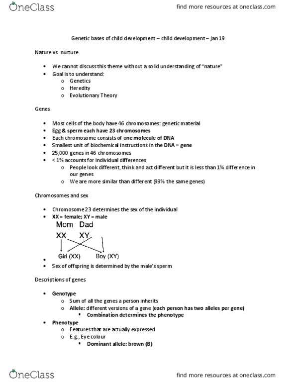 PSYCH 2AA3 Lecture Notes - Lecture 3: Eyelid, Phenotype, Genetic Disorder thumbnail