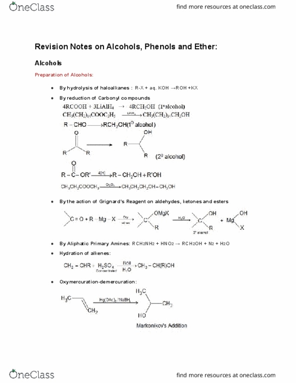 CHE 101 Chapter Notes - Chapter 1: Phenol, Aliphatic Compound, Alkene thumbnail