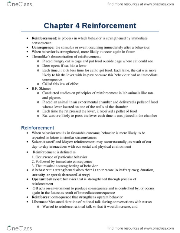 PSYB45H3 Chapter Notes - Chapter 4: Predicable, Reinforcement, Avoidant Personality Disorder thumbnail