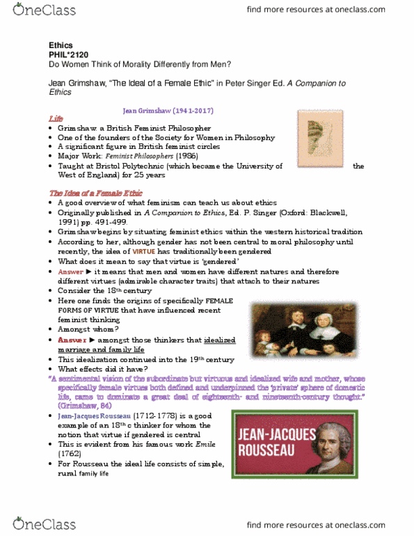 PHIL 2120 Lecture Notes - Lecture 5: Jennifer Saul, Mary Wollstonecraft, Moral Reasoning thumbnail
