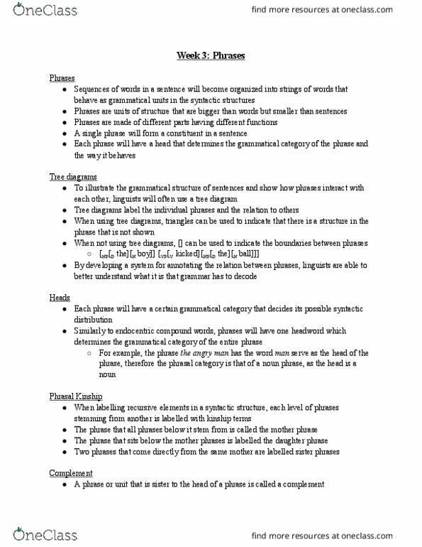 LIN102H1 Lecture Notes - Lecture 3: Cleft Sentence, Ambitransitive Verb, Phrase Structure Rules thumbnail