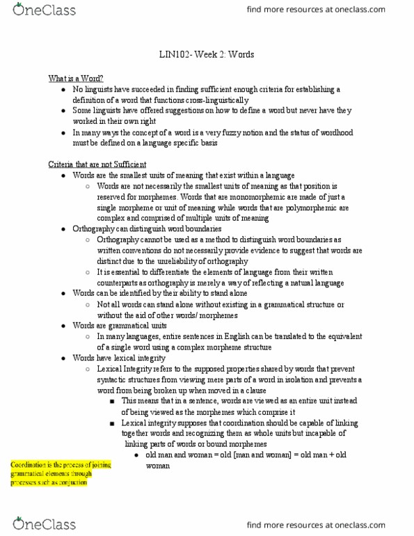 LIN102H1 Lecture Notes - Lecture 2: Underlying Representation, Allomorph, Truck Driver thumbnail