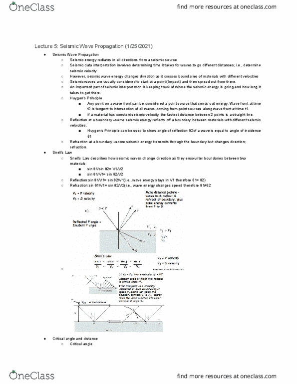 GEOL 412 Lecture Notes - Lecture 5: Seismic Wave, Seismic Refraction, Seismic Source thumbnail