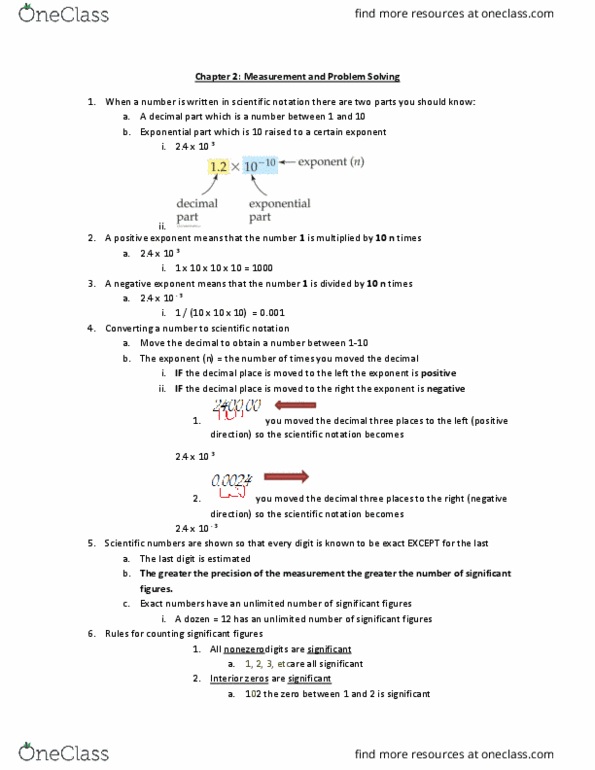 CHM 1025 Lecture Notes - Lecture 2: Scientific Notation, Decimal Mark, Kilogram thumbnail