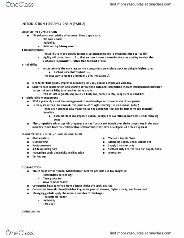 GMS 804 Lecture Notes - Lecture 2: Supply-Chain Security, Supply Chain, Network Management thumbnail