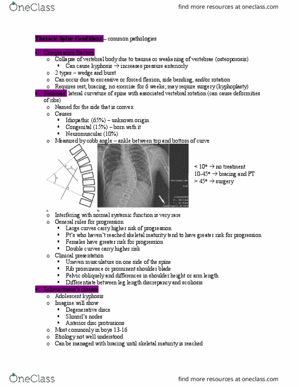 PT 528 Lecture Notes - Lecture 25: Vertebral Compression Fracture, Kyphosis, Cobb Angle thumbnail