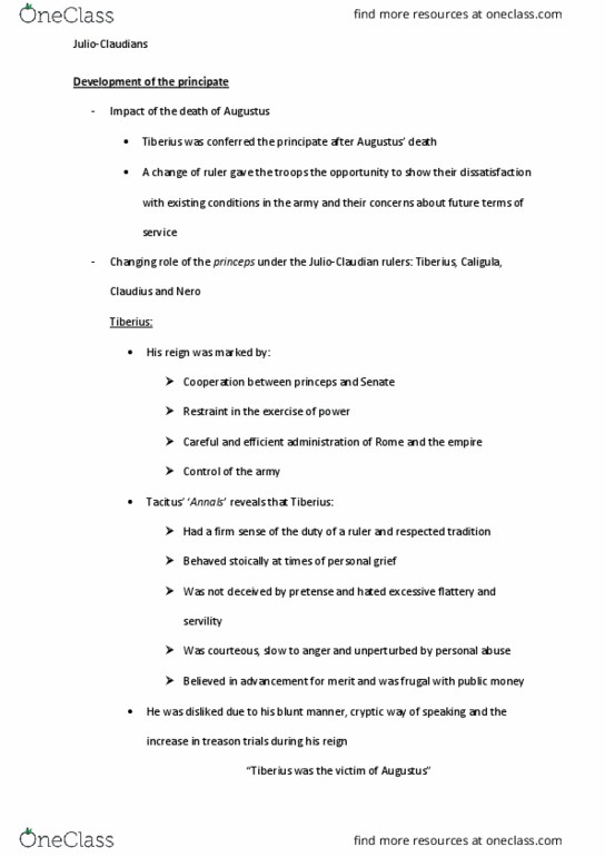 BIOL1008 Lecture 12: Julio Claudians Notes thumbnail