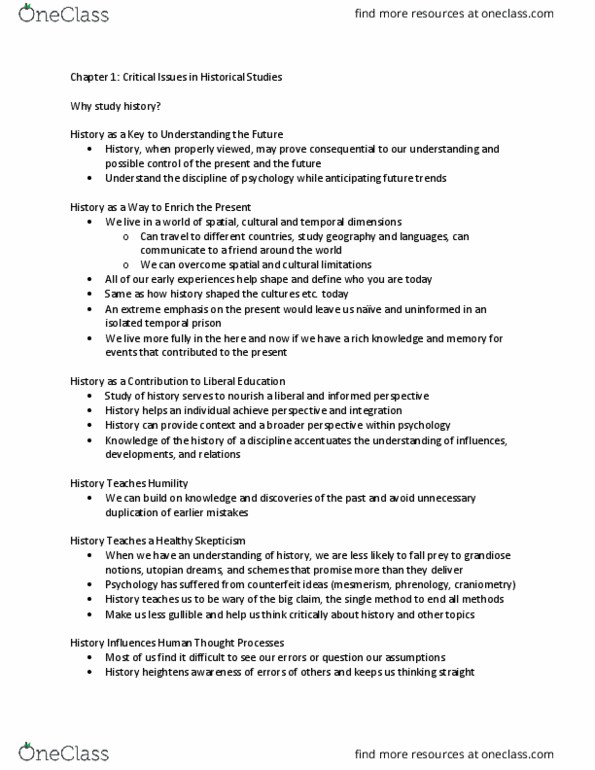 PSYC 397 Chapter Notes - Chapter 1: Craniometry, Animal Magnetism, Historical Method thumbnail