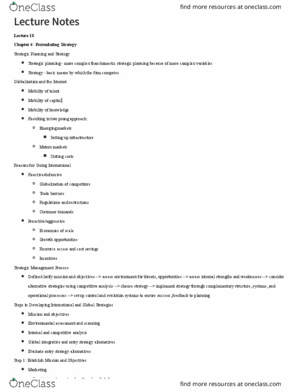 MGT 357 Lecture Notes - Lecture 10: Strategic Planning, Environmental Impact Assessment, Emerging Markets thumbnail